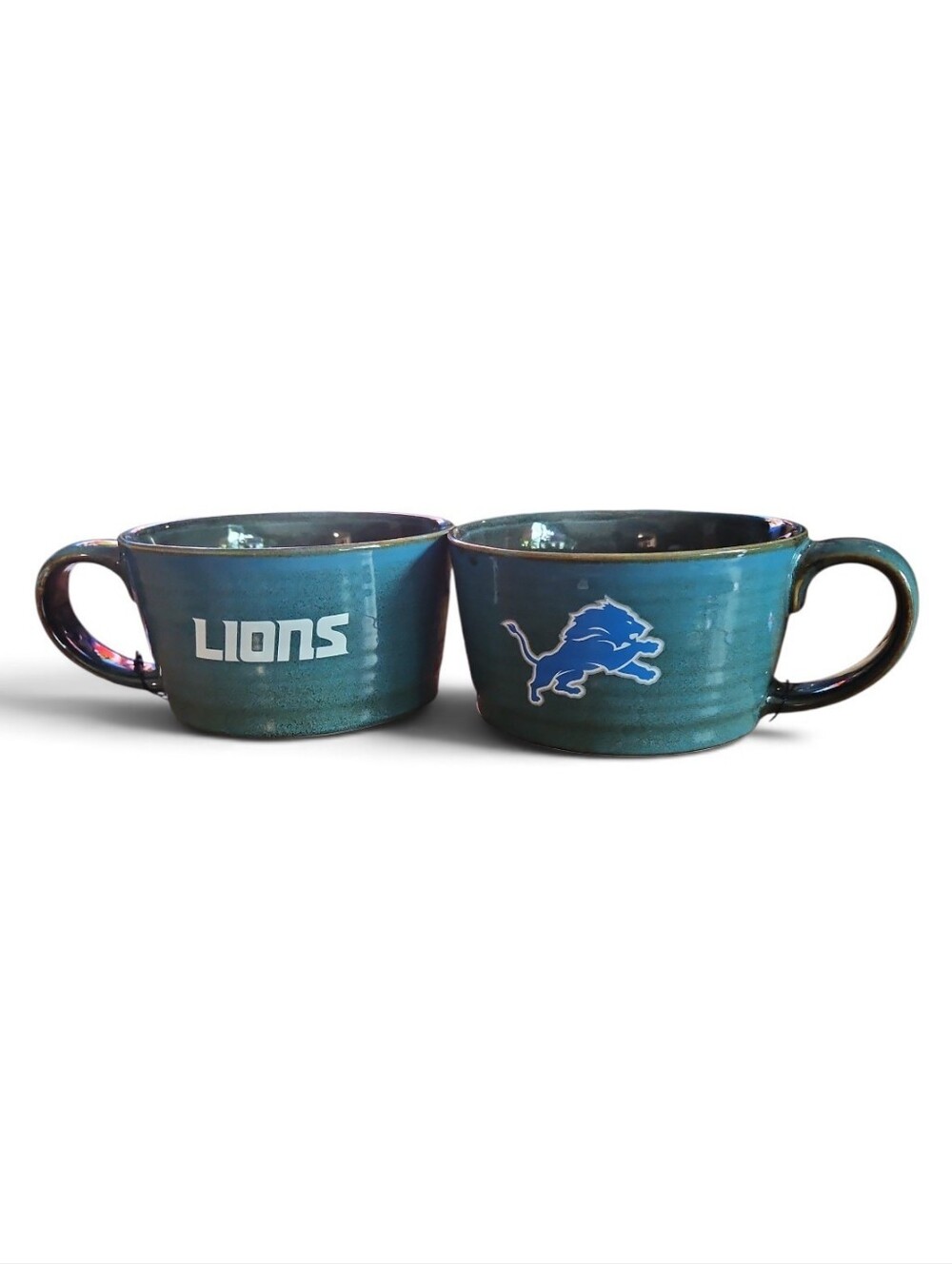 NFL Detroit Lions Teal Ceramic Mugs with Team Logo (Set of 2)